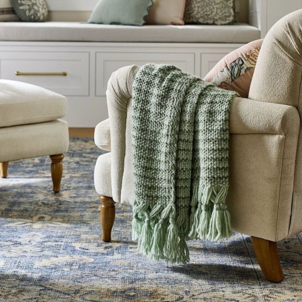 Threshold Studio McGee Woven Mixed Yarn Throw, Multi Green, 50”x60” - Picture 2 of 4